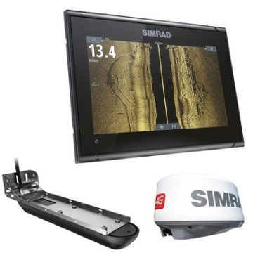 Simrad Go9 Xse Combo W Active Imaging 3-In-1 Transom Mount Transducer, 4g Radar and C-Map Pro Chart